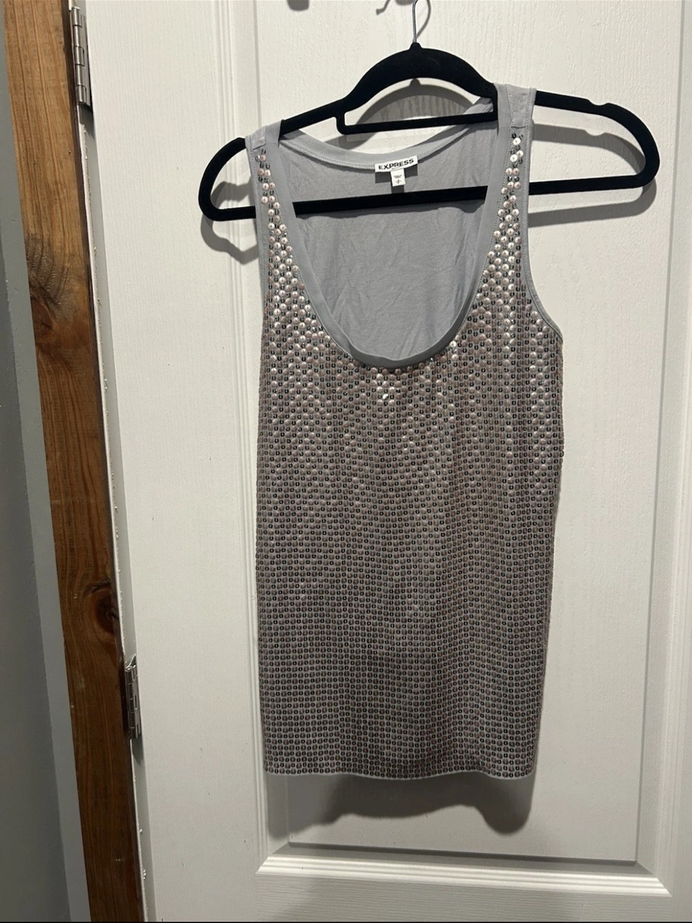 Express Silver Embellished Tank Top SKU 458